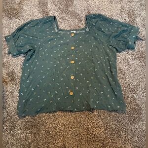 LC Lauren Conrad Teal Button-Up Blouse
